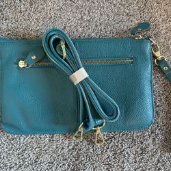 Teal Pebbled Leather Wristlet