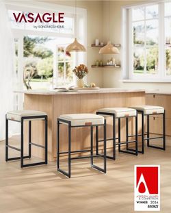(4)VASAGLE EKHO Collection - Bar Stools Set of 4, Counter Height Bar Stools! $120