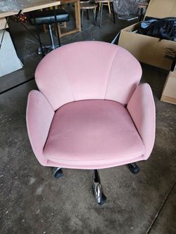 Pink Velvet Office Chair with Chrome Base