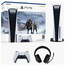 PlayStation 5 Disc Console God of War Ragnarok + Sony 3d Pulse Vibrating Wireless Headset New In Box