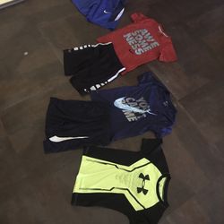 Boys Nike Dri Fit Shorts/ 2 Nike Shirts/Under Armor Shirt