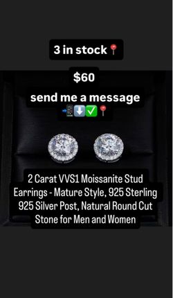 2 Carat VVS1 Moissanite Stud Earrings ✅