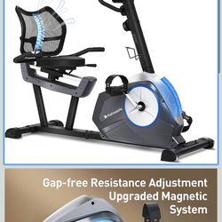 Recumbent Exercise Bike for Home, Stationary Bikes with APP Compatible & 16-Level Resistance, Quiet Magnetic Indoor Bicycle for Seniors with 400LBS We