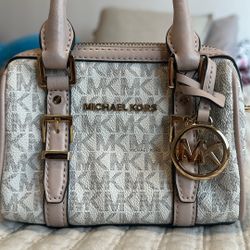 Michael Kors by Bedford Legacy Women's Coated Canvas Logo Duffle Crossbody Bag, Ballet