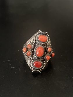 Native American Jewelry Ring ; Sterling Silver / Turquoise