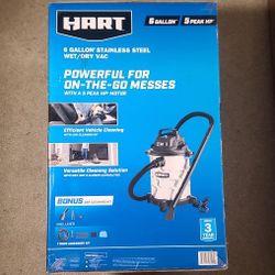 Hart 6 Gallon High Performance Stainless Steel Wet/Dry Shop Vaccum
