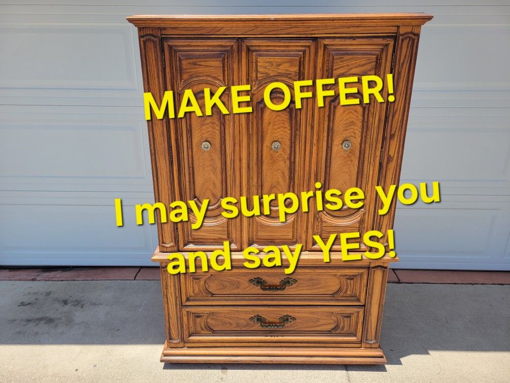 Thomasville Armoire Cabinet - SOLID WOOD BUILT