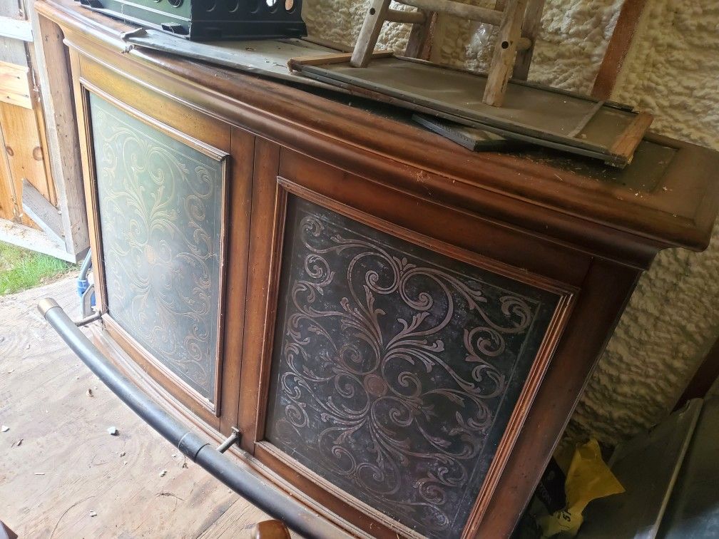 Antique Bar And Two Bar Chairs