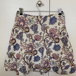 Ann Taylor LOFT Floral Fit And Flare Jacquard Skirt - Women | Color: Beige | Size: 0