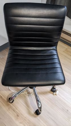 Black Armless Office Chair with Chrome Base
