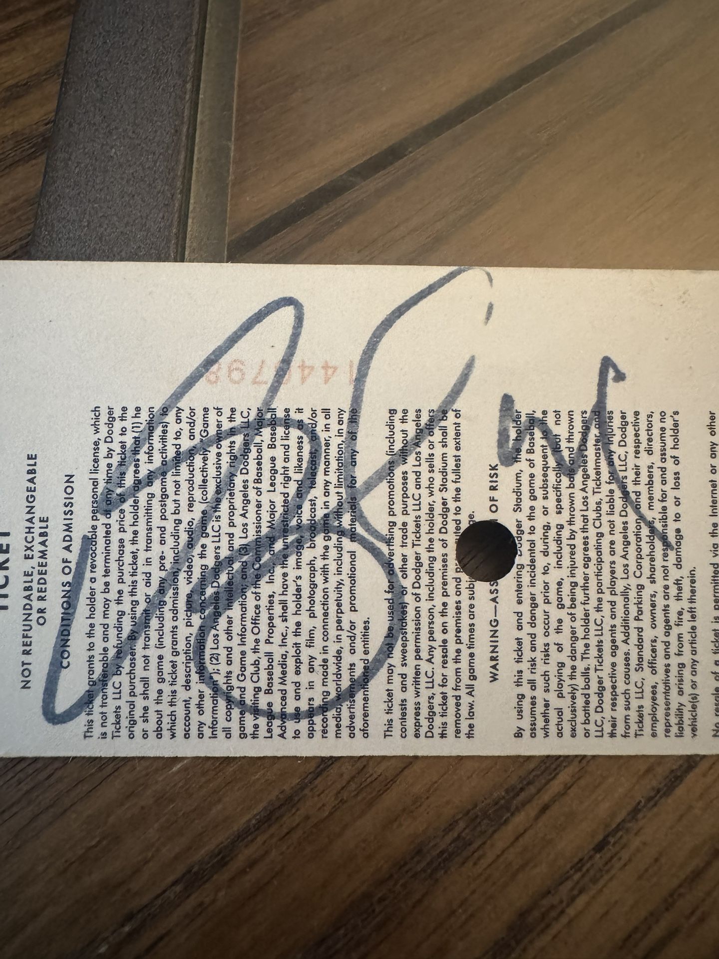 2010 Signed Dodger Ticket