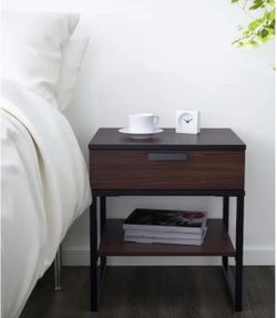 ONE Modern Dark Wood & Metal Nightstand - Delivery Available for a Fee - See My Other Itemsš