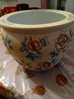 Porcelain Fish bowl Planter Asian Jardin $45
