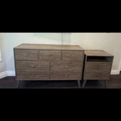 Mid Century Modern Dresser + Nightstand Set – 7 Drawers – Must Go