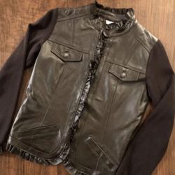 Women’s Brown Leather Sweater Jacket