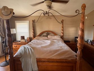 Free California King oak  master bedroom set
