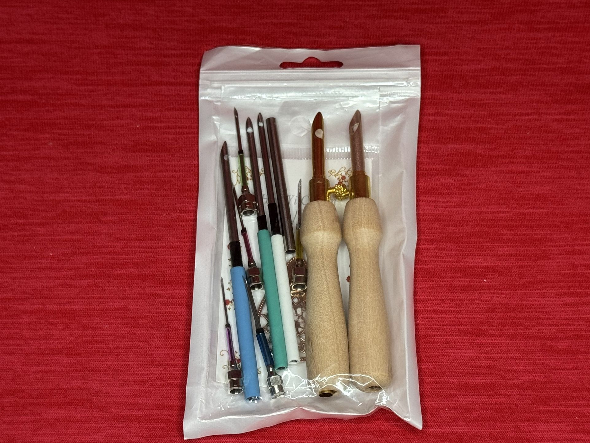 ( NEW ) Adjustable Punch Needle Kits, 12pcs Wooden Handle Embroidery Pens for DIY Craft Stitching Applique Embellishment ( Lower Price )
