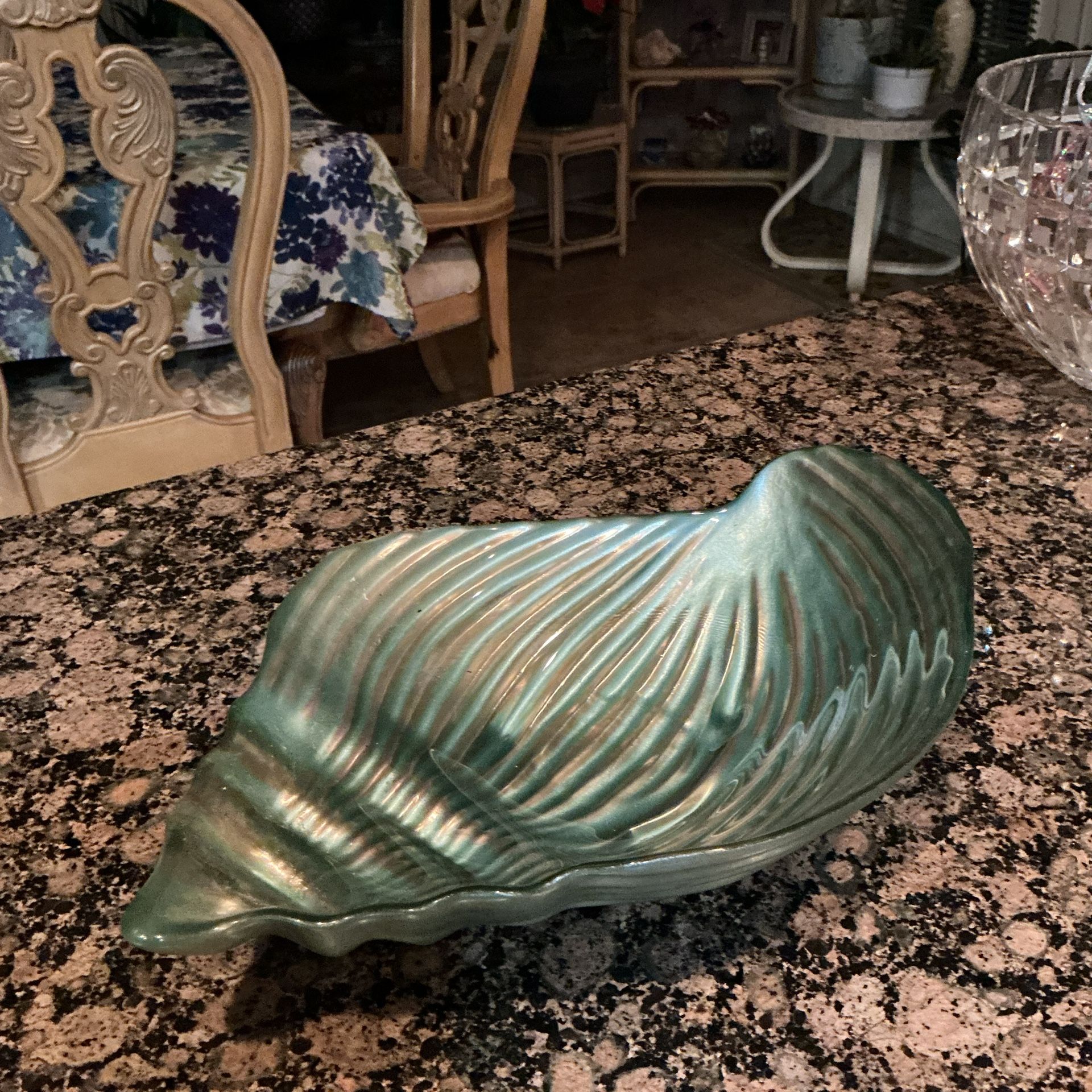 Large Seashell Shaped Display Item. Beautiful Turquoise Color