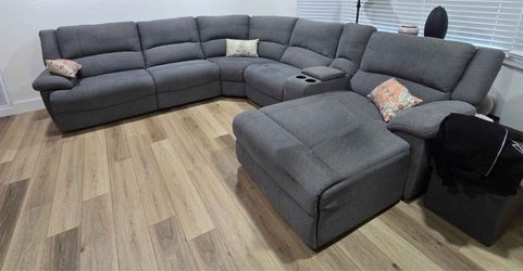 Grey recliner sectional couch