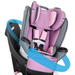 Beautiful Evenflo 360 Rotation Carseat In Opal Pink.