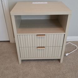 Fluted Night Stand with Charging Station - Brand New