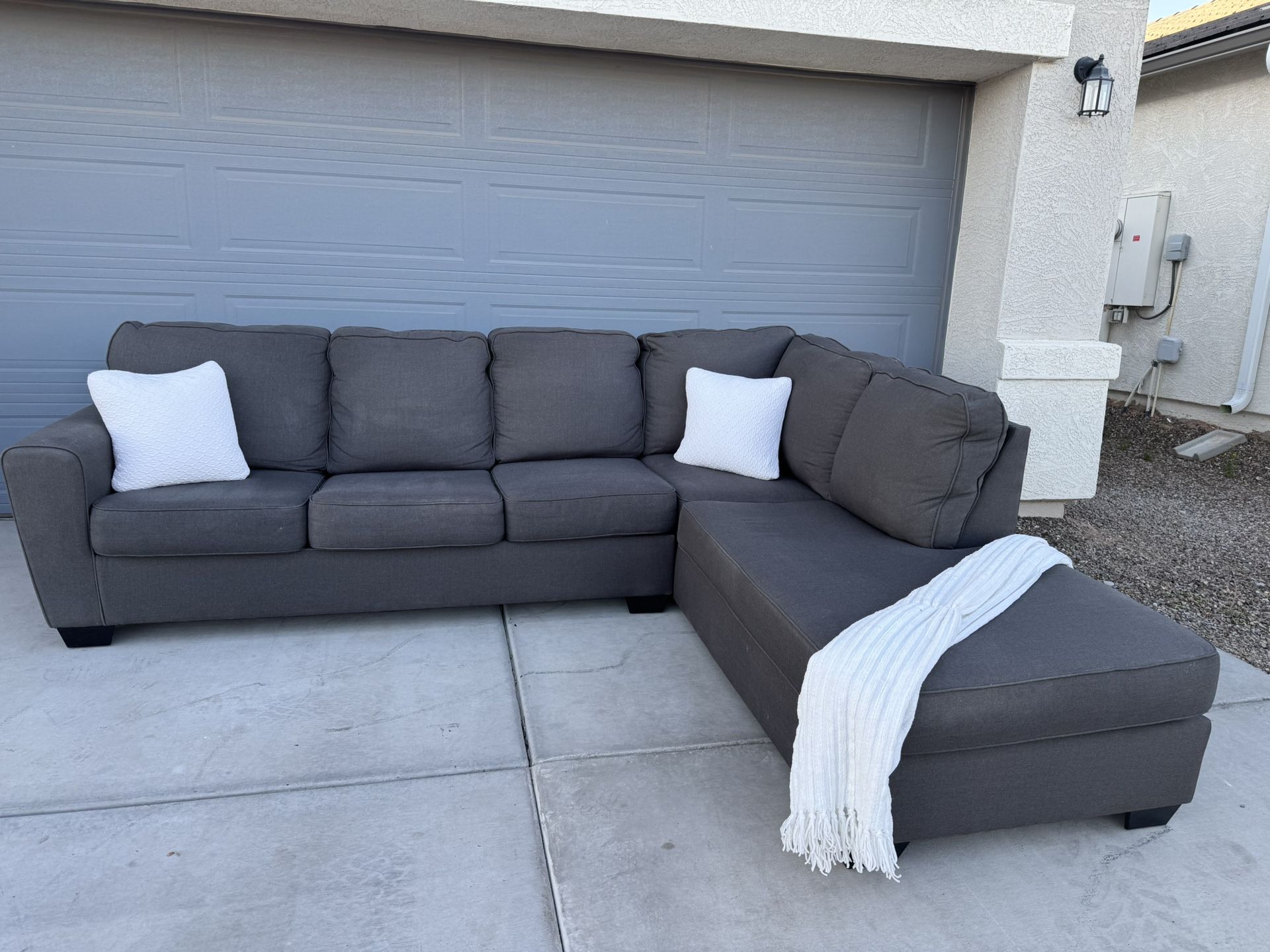 Dark Grey Sectional Couch W/ Chaise