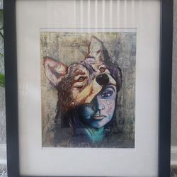 Human And Wolf Art Painting 