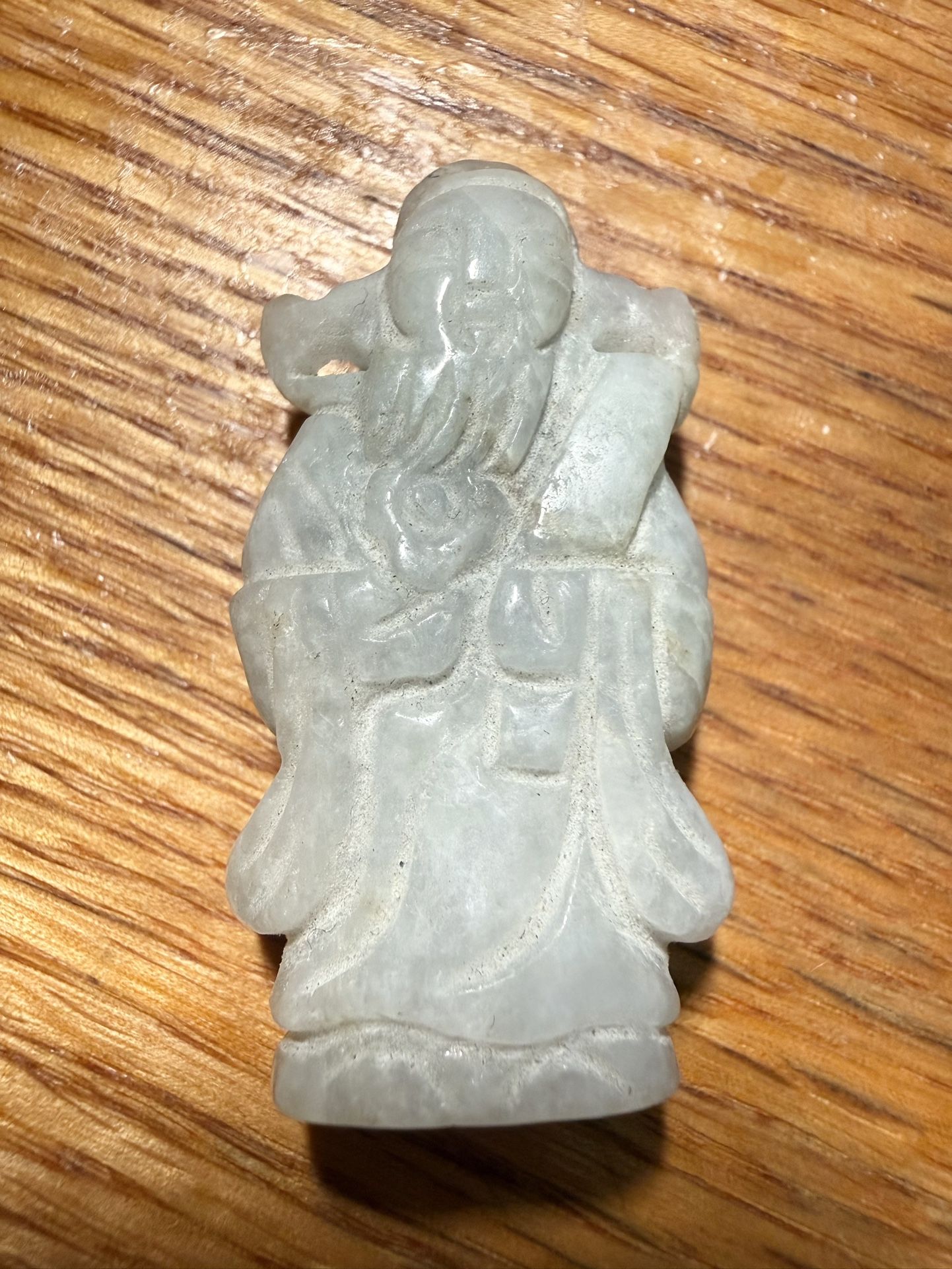 China Old Natural Jade hand carved statue of A Wiseman pendant 