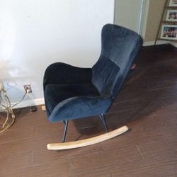 Large Metal And Wood Rocking Chair