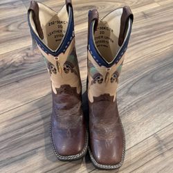 New! Boys Leather Cowboy Boots - 9.5” Size