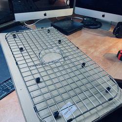 Sink Bottom Grid, Stainless Steel Sink Protector 27-9/16” x 14-9/16” Rear Drain Hole with Corner Radius, Sink Grate Sink Rack for Bottom of Kitchen Si