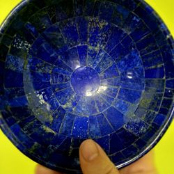 Vintage LAPIS LAZULI Genuine Stone Bowl Handcrafted 6.5" 