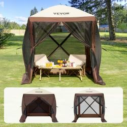 550*Pop Up Gazebo Tent, Pop-Up Screen Tent 4 Sided Canopy Sun Shelter with 4 Removable Privacy Wind Cloths & Mesh Windows, 6x6FT Quick Set Screen Tent
