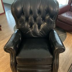 Barcalounger Kendall Manual Recliner, Shoreham Blue (Deep Blue), Leather, Manual Recliner, Detachable Back and Cushion