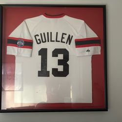 Ozzie Guillen Autographed Framed Jersey