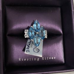 Blue And White Topaz Ring