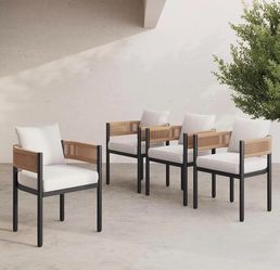 Set of 4 Outdoor Dining Chairs with Cushions