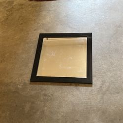 Square Mirror With Black Laquer-like Frame.  