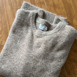 Old Navy Tan Fuzzy Plush Yarn Dropped Shoulder Hi Low Cozy Knit Sweater size XLT