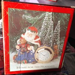 Santa w/Bear Clock from ' Home For The Holidays ' Series.