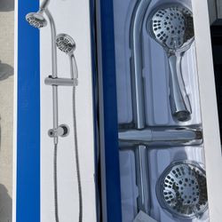 Project Source Polished Chrome Dual Head Shower Faucet Bar System w/ Diverter