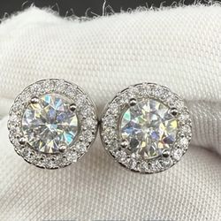 0.5ct Moissanite Circle Earrings 925 Silver 