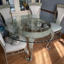 Glass Fine Dining Table and 4 Chairs