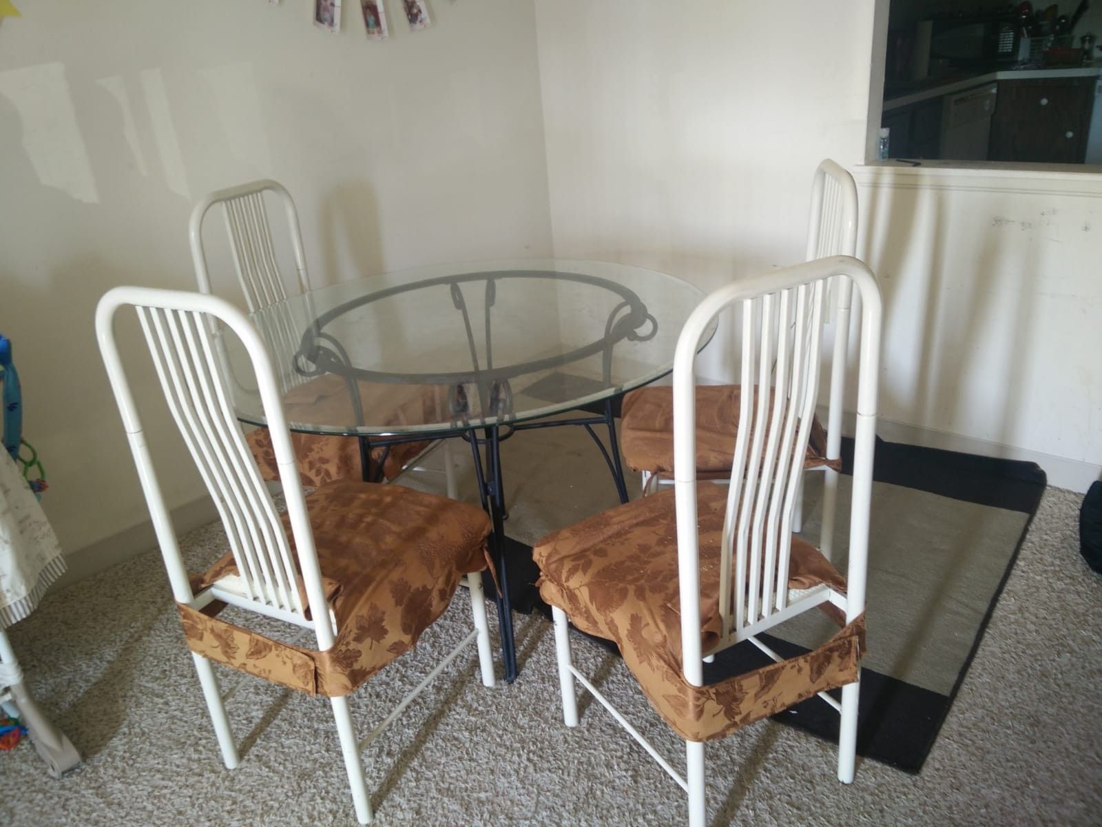 Round Glass Table with 4 Chairs
