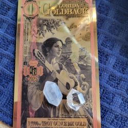 24k Goldback Real Gold & 2 Herkimer Diamond Crystals 