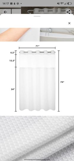 White Hook-Free Shower Curtain 71x74