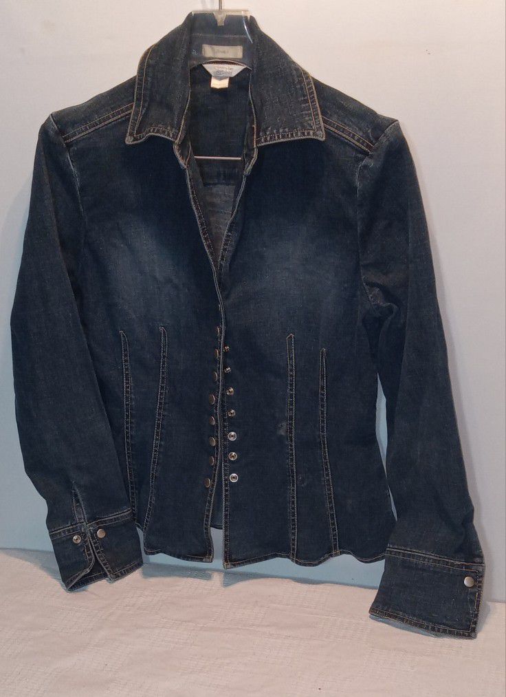 Christopher & Banks Fitted Stretch Denim Jean Jacket Sz S