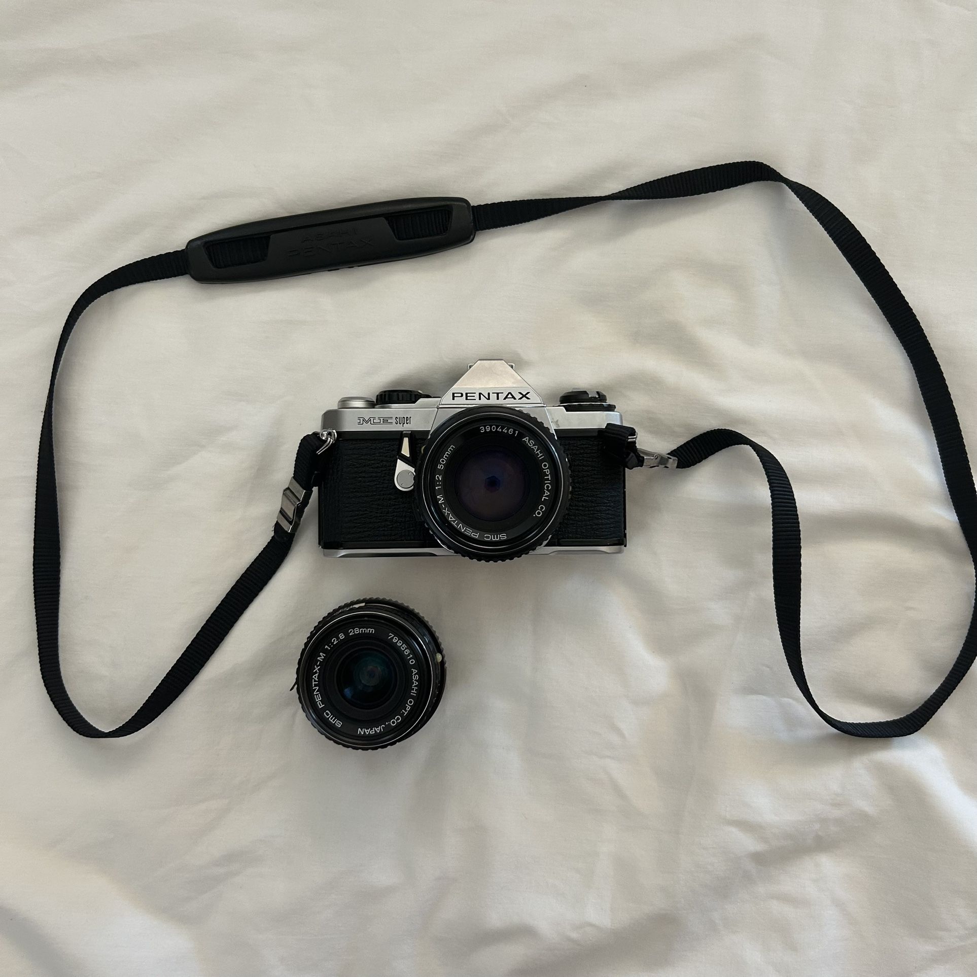 Pentax ME Super 35mm SLR Film Camera w/ 50mm f/2 & 28mm f/2.8 Lenses – Tested