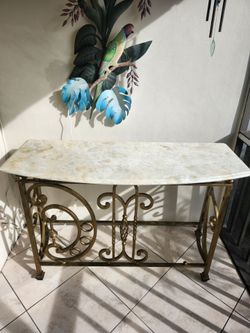 Genuine Marble & Wrought Iron Foyer/Sofa/Serving Table or Bar
