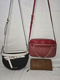 2 Michael Kors Crossbody Bags & 1 Michael Kors Wallet